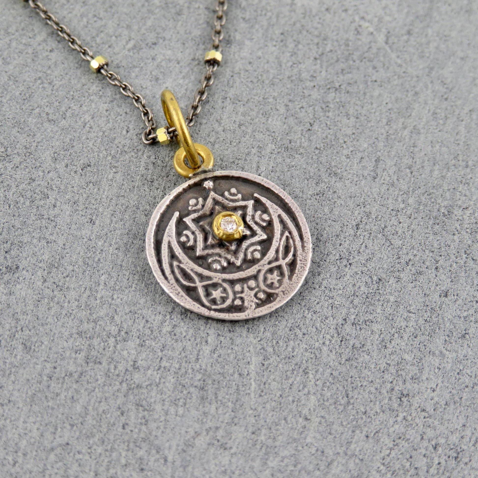 Star David Vintage Pendant | Sterling Gold Jewish Star Pendant | Unique Vintage Star Necklace | Mixed Metal Star David | Vintage Jewish Star