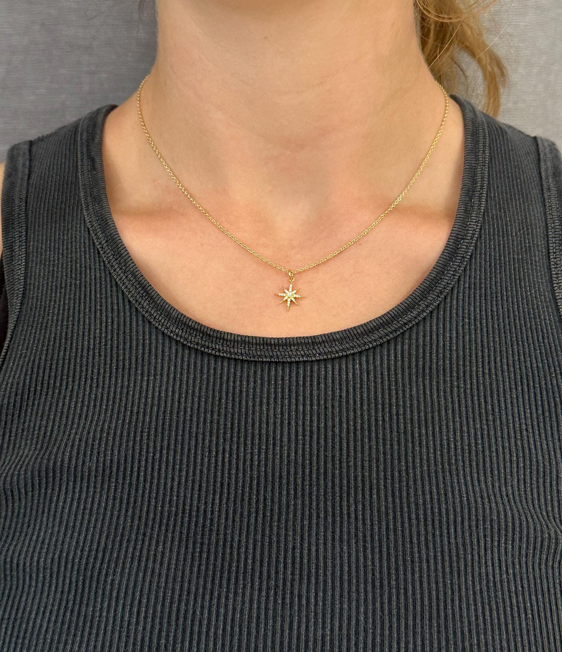 Delicate Star Opal Necklace | Gold Opal Starburst Necklace | Gold Opal Charm | Opal CZ Necklace | White Opal Star Necklace