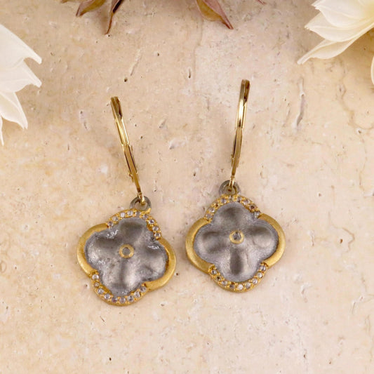 Mixed Metal Artisan Earrings | Silver Gold Earrings | Two Tone Earrings | Mixed Elements Earrings | Sterling Geometric Earrings