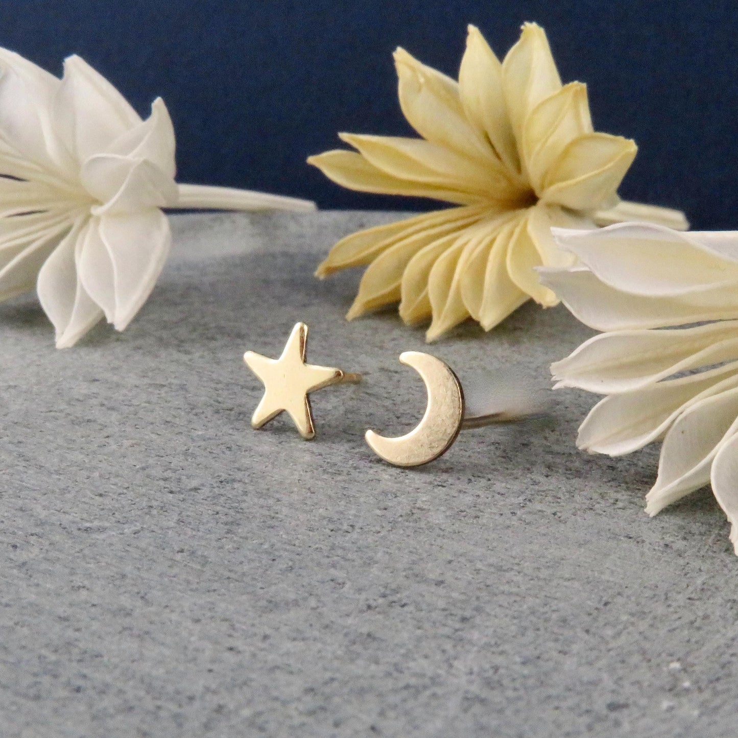 Celestial Post Earrings | Gold Star Moon Earrings | Mismatched Earrings | Gold Celestial Studs | Gold Filled Moon Star Earrings | Gold Posts