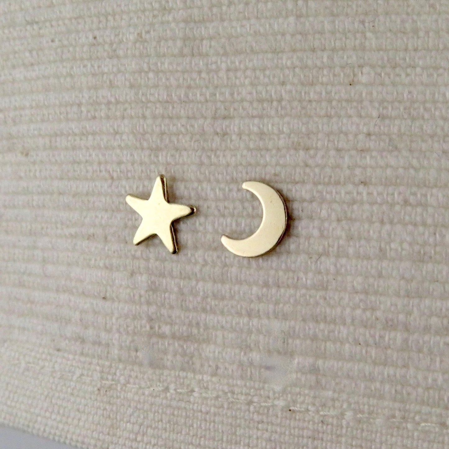 Celestial Post Earrings | Gold Star Moon Earrings | Mismatched Earrings | Gold Celestial Studs | Gold Filled Moon Star Earrings | Gold Posts