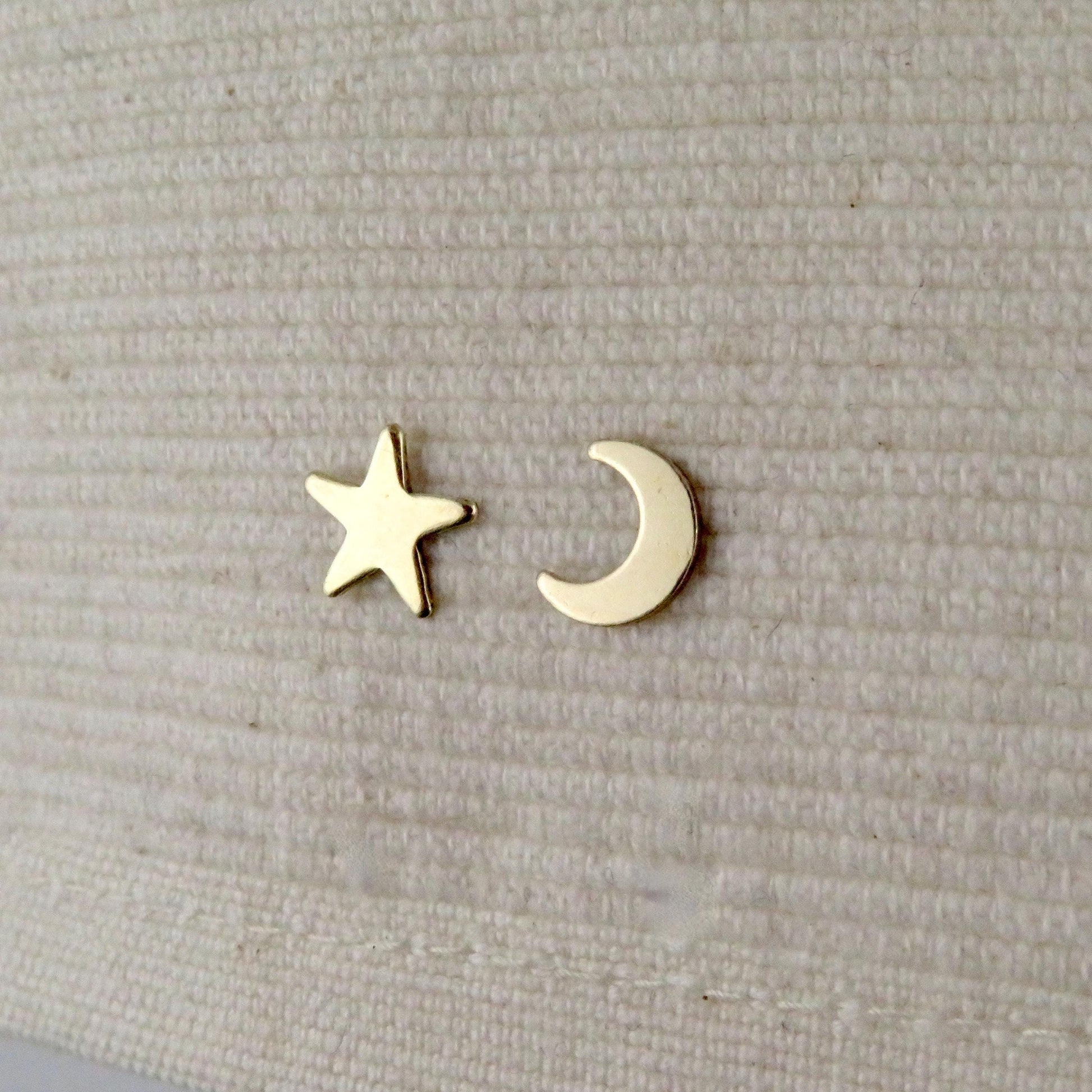 Celestial Post Earrings | Gold Star Moon Earrings | Mismatched Earrings | Gold Celestial Studs | Gold Filled Moon Star Earrings | Gold Posts