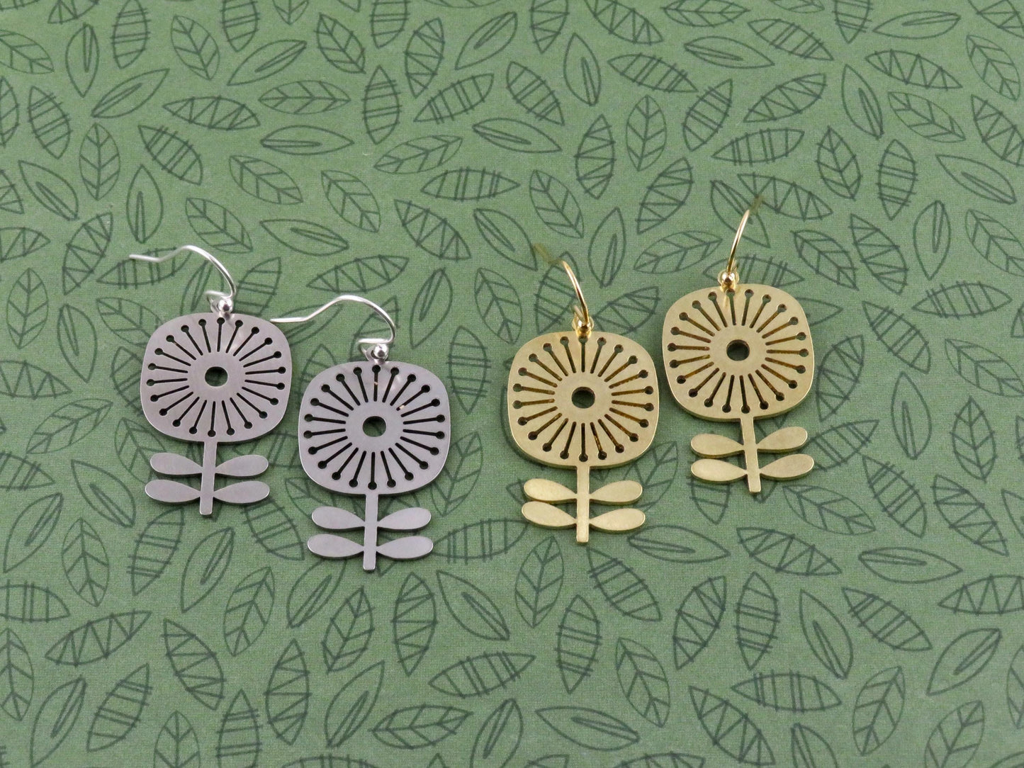 Gold Flower Earrings | Lightweight Flower Earrings | Brass Flower Earrings | Floral Earrings | Laser Cut Flower Earrings | Cut Out Flowers