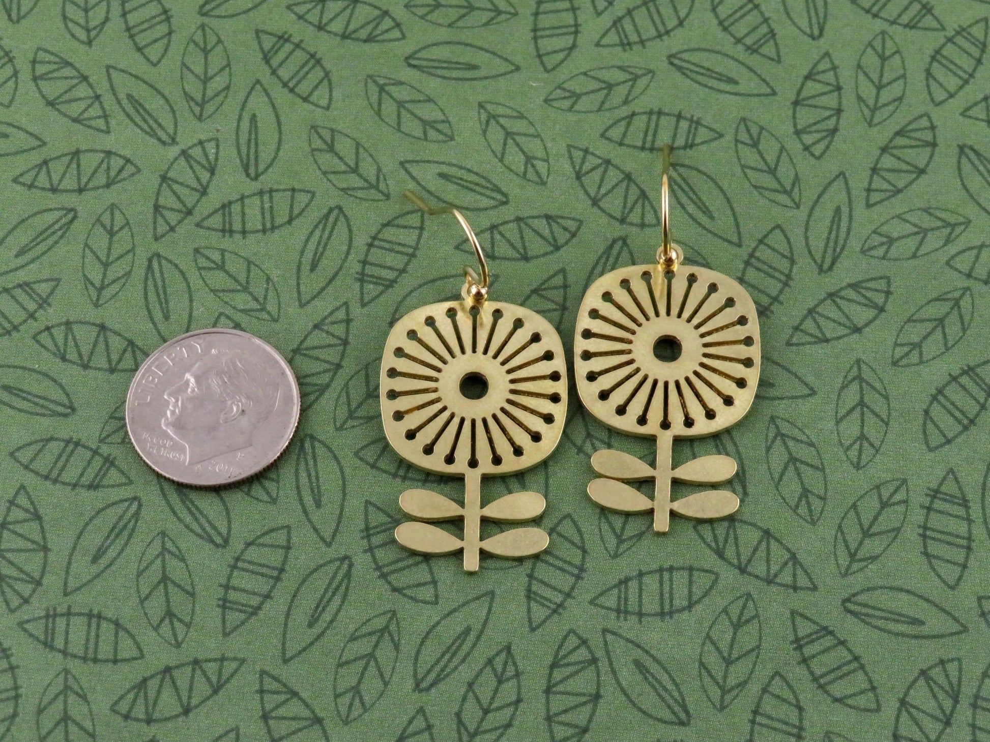 Gold Flower Earrings | Lightweight Flower Earrings | Brass Flower Earrings | Floral Earrings | Laser Cut Flower Earrings | Cut Out Flowers