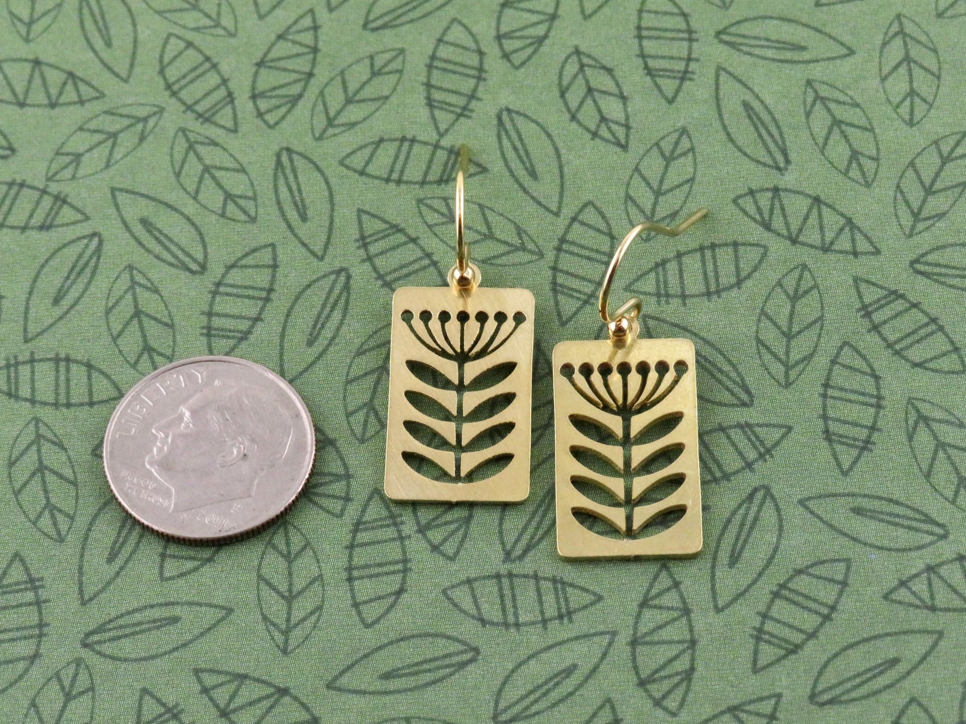 Gold Flower Earrings | Lightweight Flower Earrings | Brass Flower Earrings | Floral Stem Earrings | Laser Cut Flowers | Cut Out Flowers