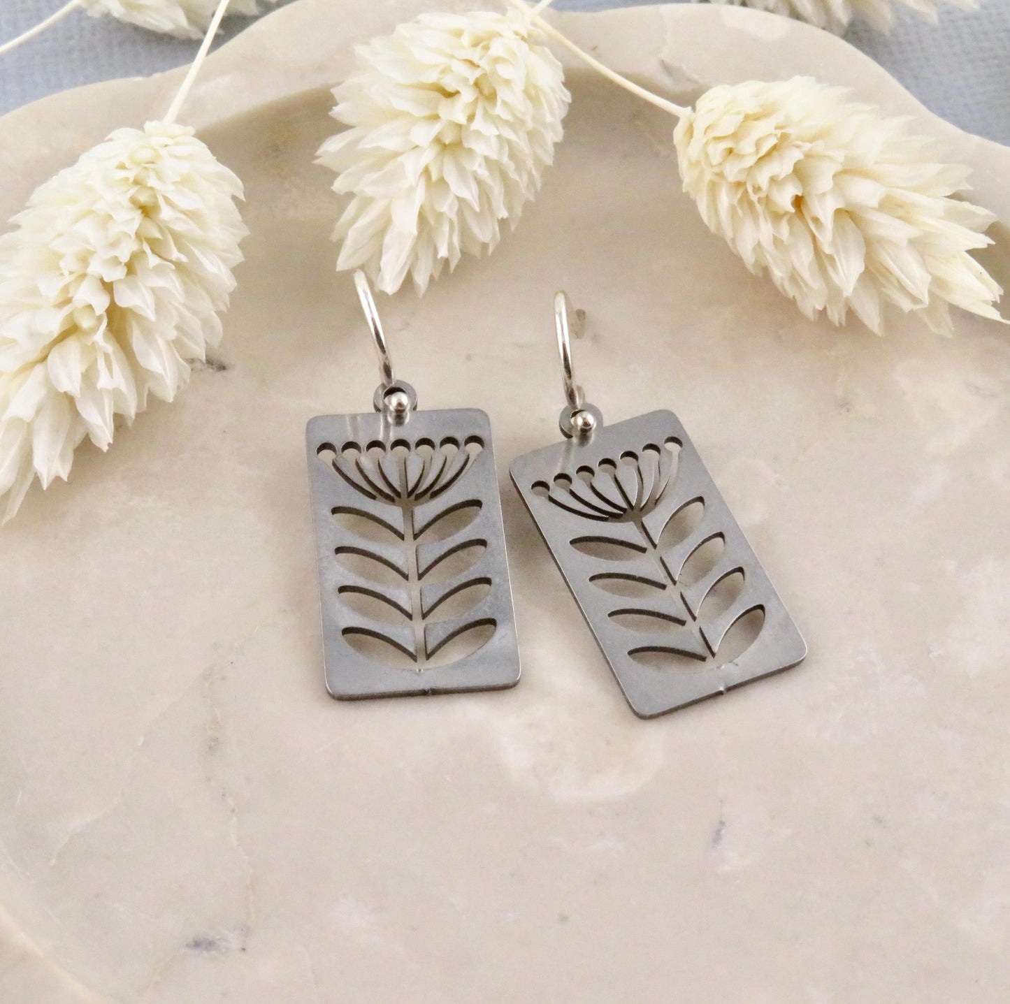 Silver Flower Earrings | Lightweight Flower Earrings | Silver Floral Earrings | Laser Cut Flower Earrings | Cut Out Flower | Spring Earrings