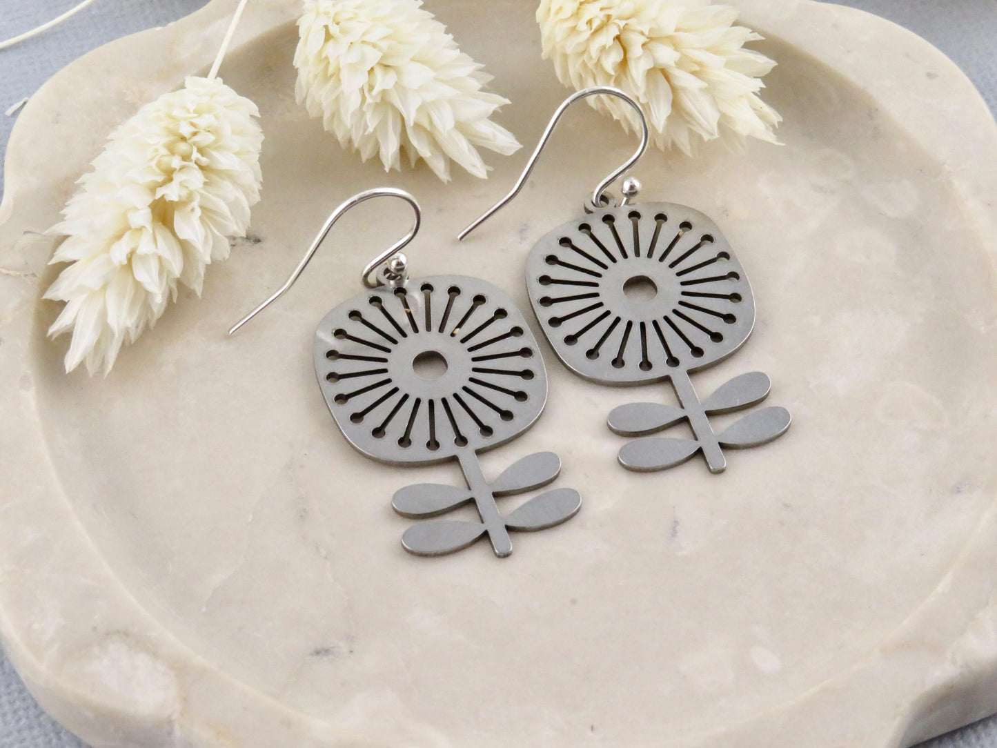 Silver Flower Earrings | Lightweight Flower Earrings | Silver Floral Earrings | Laser Cut Flower Earrings | Cut Out Flower | Spring Earrings