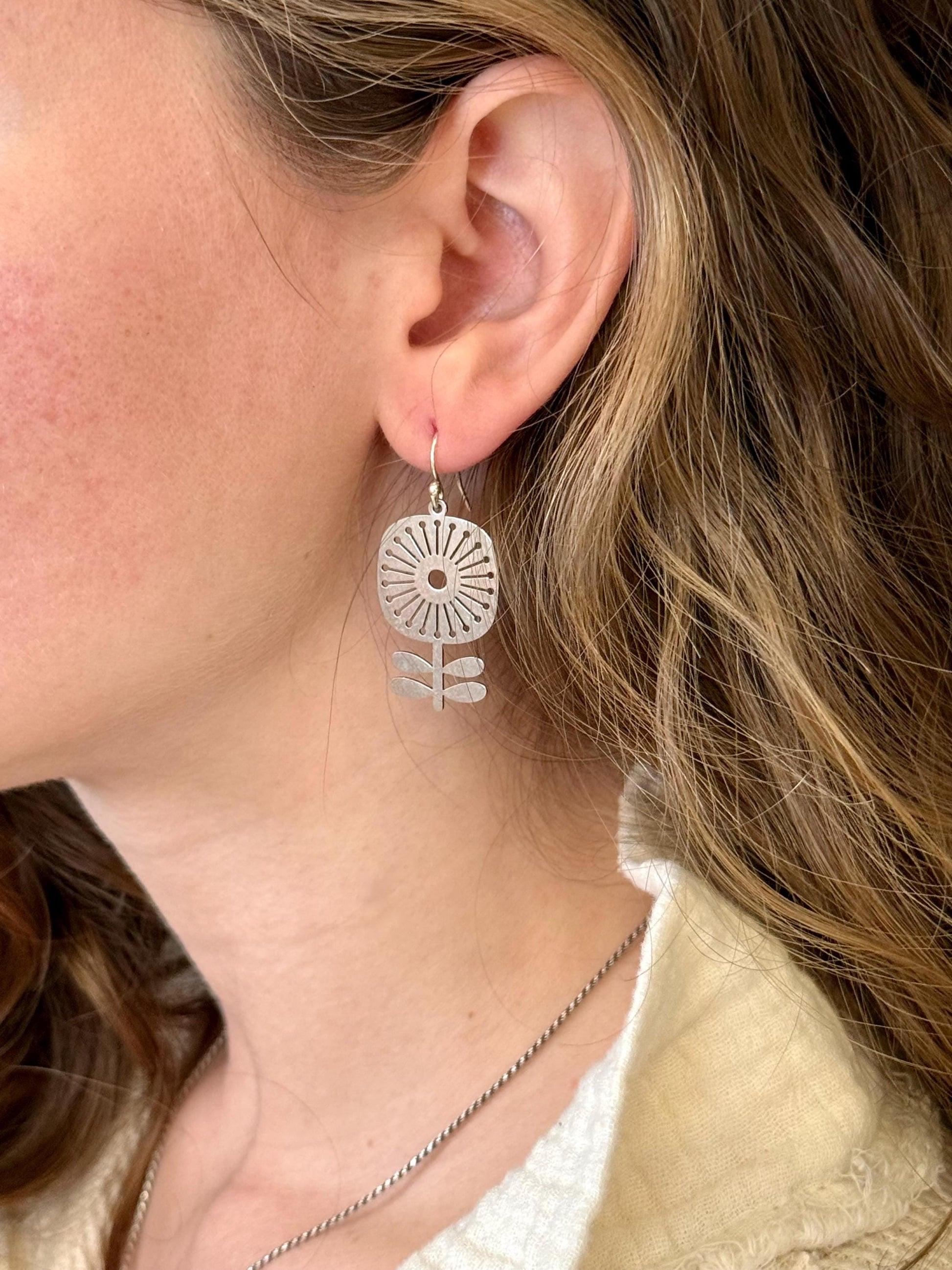 Silver Flower Earrings | Lightweight Flower Earrings | Silver Floral Earrings | Laser Cut Flower Earrings | Cut Out Flower | Spring Earrings