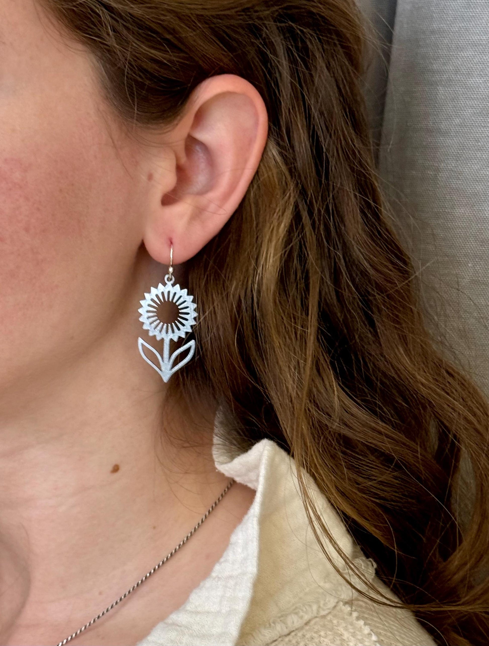 Silver Flower Earrings | Lightweight Flower Earrings | Silver Floral Earrings | Laser Cut Flower Earrings | Cut Out Flower | Spring Earrings
