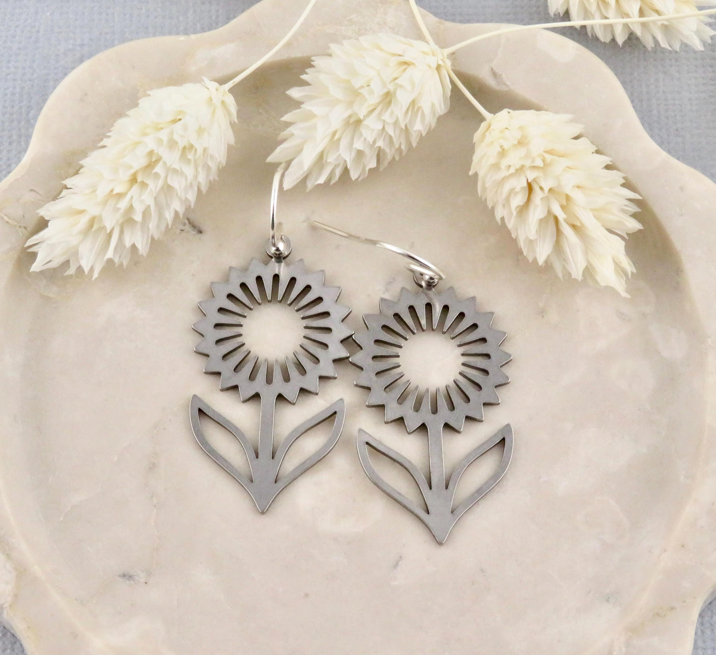 Silver Flower Earrings | Lightweight Flower Earrings | Silver Floral Earrings | Laser Cut Flower Earrings | Cut Out Flower | Spring Earrings