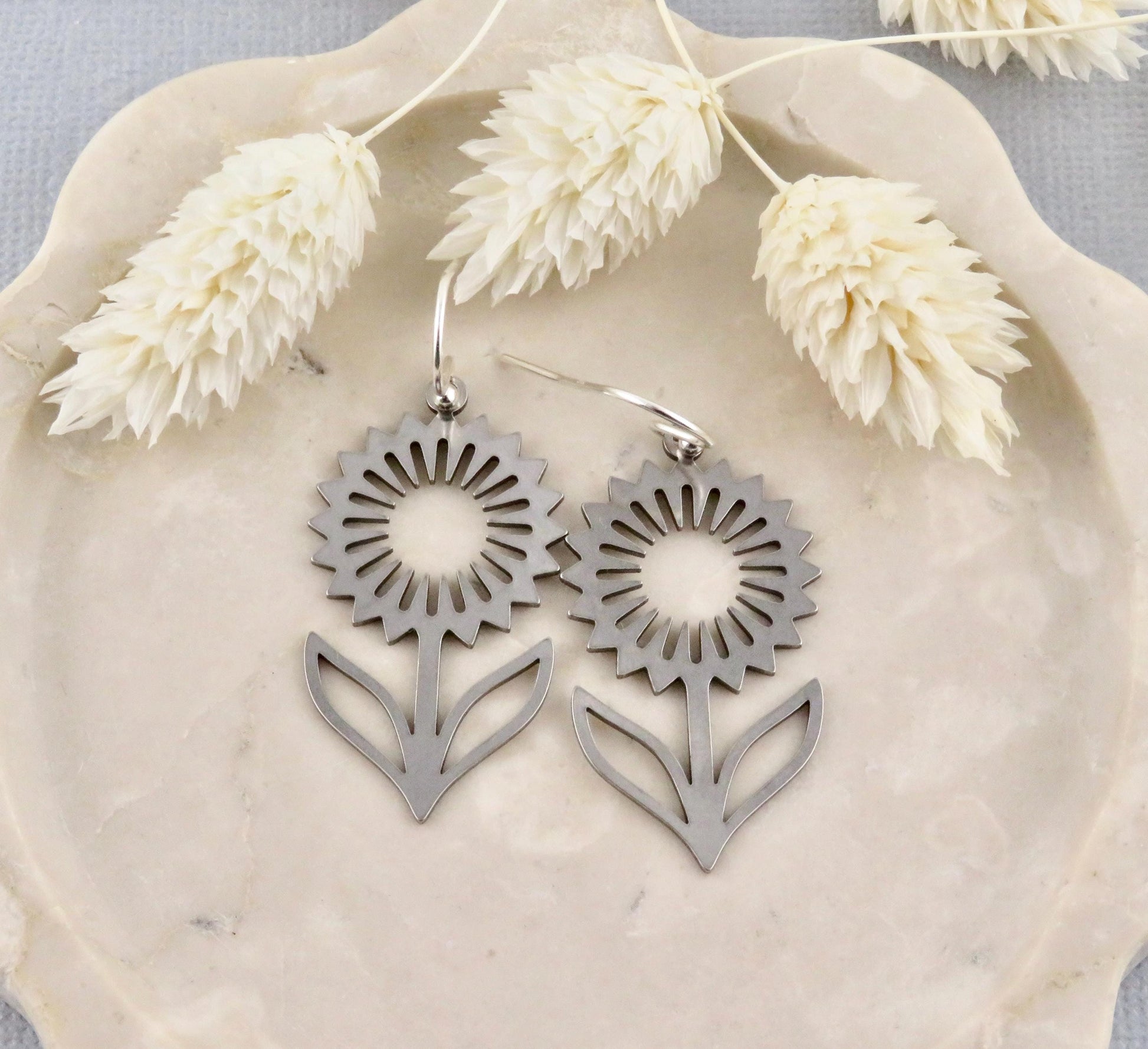 Silver Flower Earrings | Lightweight Flower Earrings | Silver Floral Earrings | Laser Cut Flower Earrings | Cut Out Flower | Spring Earrings