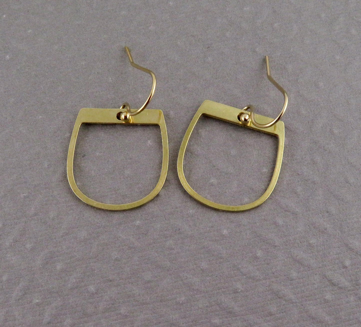 Gold Geometric Earring | Gold Horseshoe Earrings | Gold Drop Earrings | Brass Open Earrings | Laser Cut Earrings | Open Gold Earrings