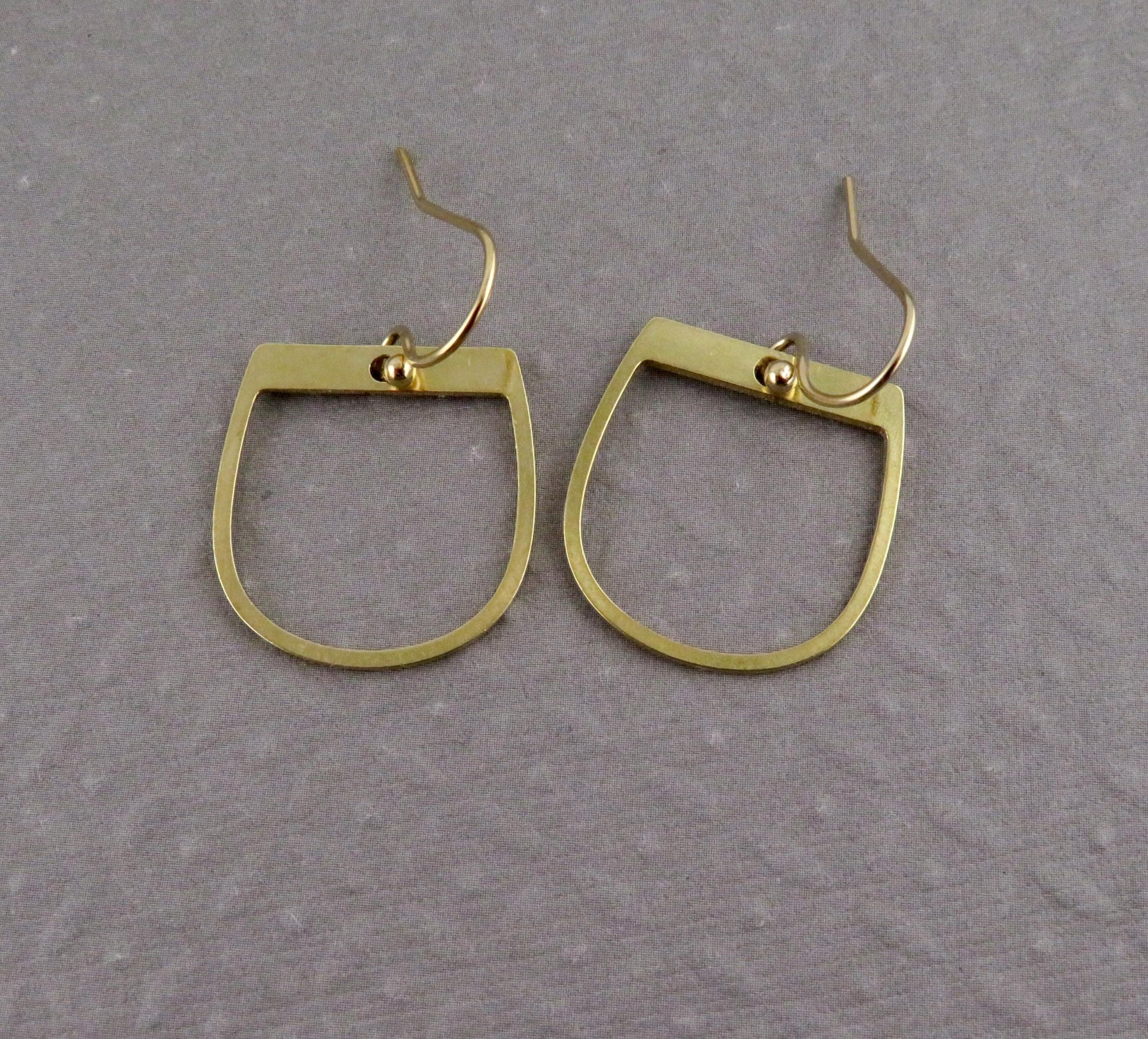 Gold Geometric Earring | Gold Horseshoe Earrings | Gold Drop Earrings | Brass Open Earrings | Laser Cut Earrings | Open Gold Earrings