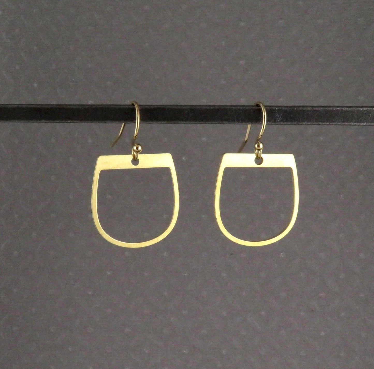 Gold Geometric Earring | Gold Horseshoe Earrings | Gold Drop Earrings | Brass Open Earrings | Laser Cut Earrings | Open Gold Earrings