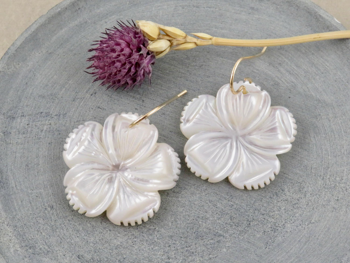 Mother of Pearl Earrings | Pearl Flower Earrings | Pearl Nature Earrings | Mother of Pearl Flower Earrings | Carved Mother Pearl Earrings