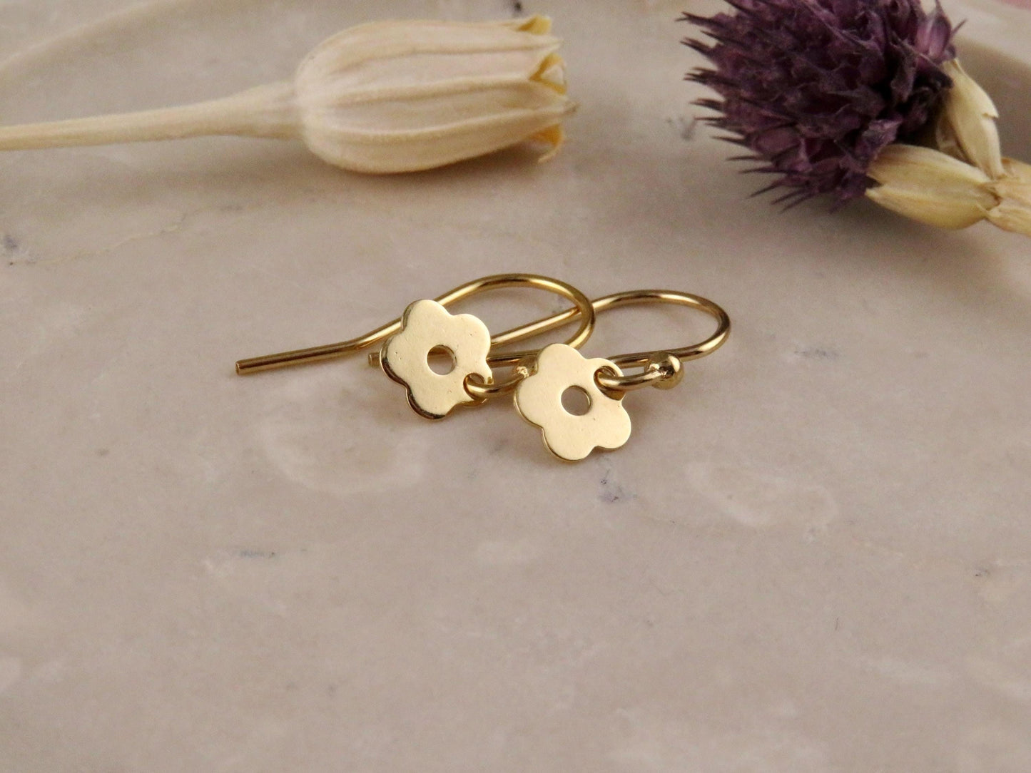 Tiny Gold Flower Earrings | Gold Delicate Earrings | Lightweight Flower Earrings | Gold Filled Flower Earrings | Small Gold Flower Earrings