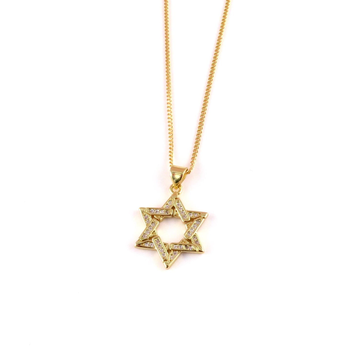 Gold Star of David Necklace | Gold Jewish Star Necklace | Judaic Necklace | Gold Filled Magen David | Gold CZ Star Necklace | Sparkly Star