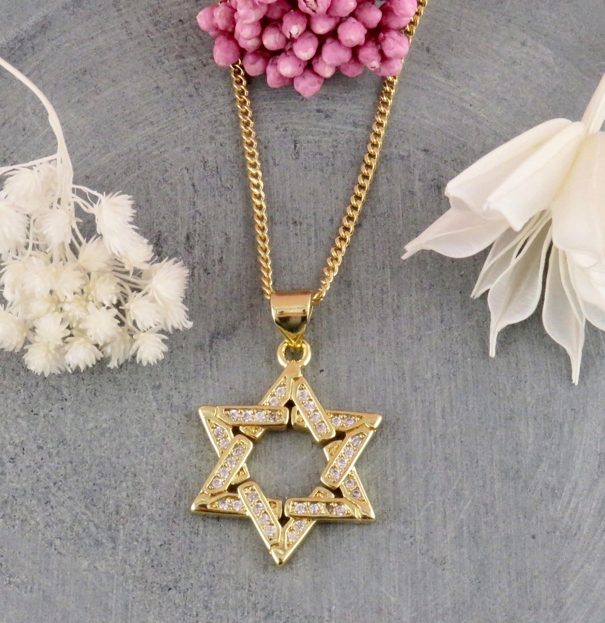 Gold Star of David Necklace | Gold Jewish Star Necklace | Judaic Necklace | Gold Filled Magen David | Gold CZ Star Necklace | Sparkly Star