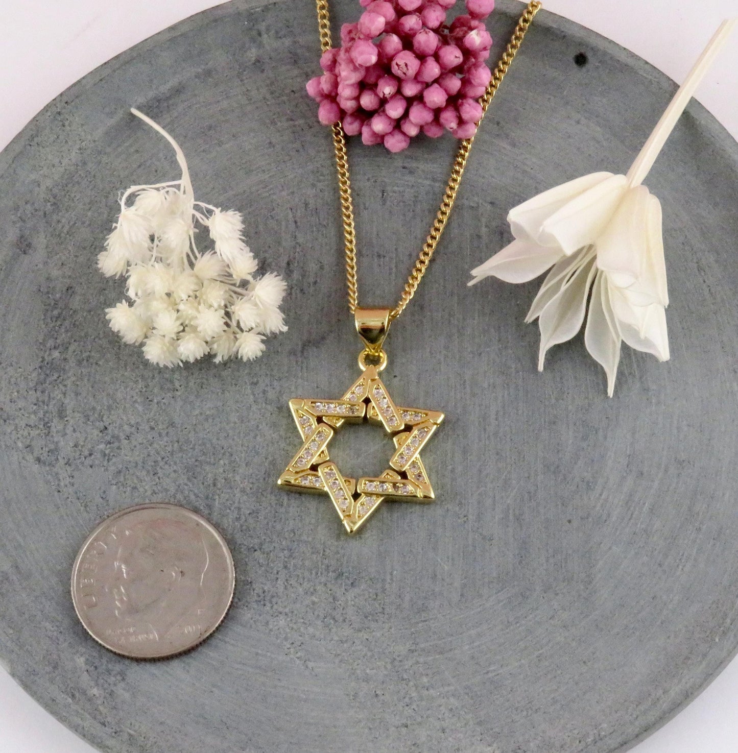 Gold Star of David Necklace | Gold Jewish Star Necklace | Judaic Necklace | Gold Filled Magen David | Gold CZ Star Necklace | Sparkly Star