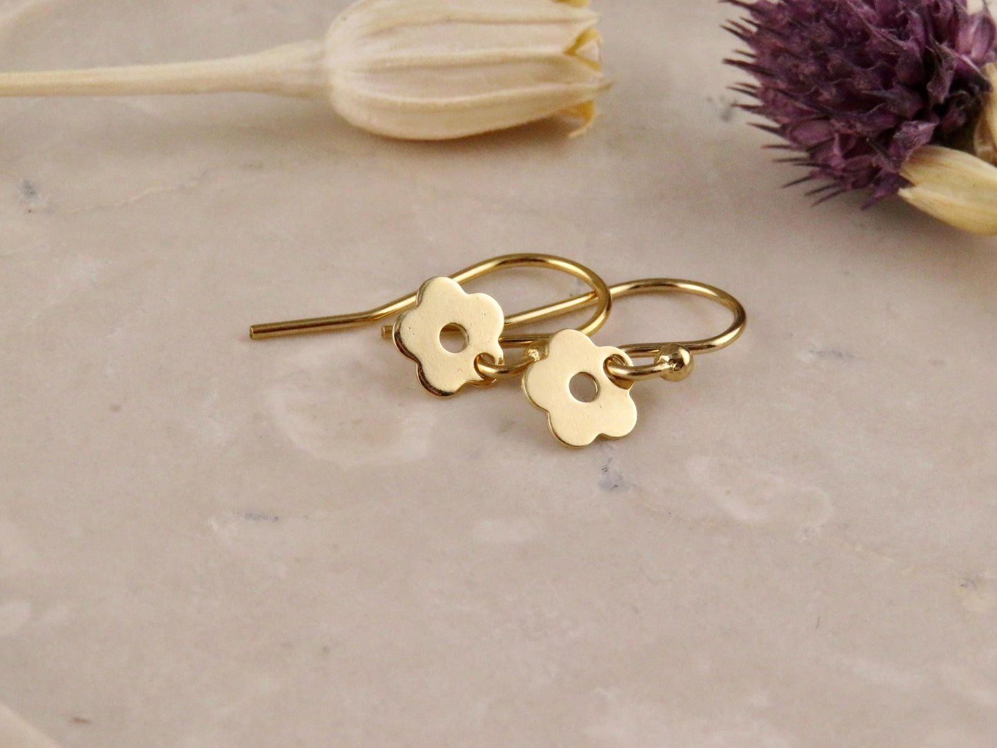 Tiny Gold Flower Earrings | Gold Delicate Earrings | Lightweight Flower Earrings | Gold Filled Flower Earrings | Small Gold Flower Earrings