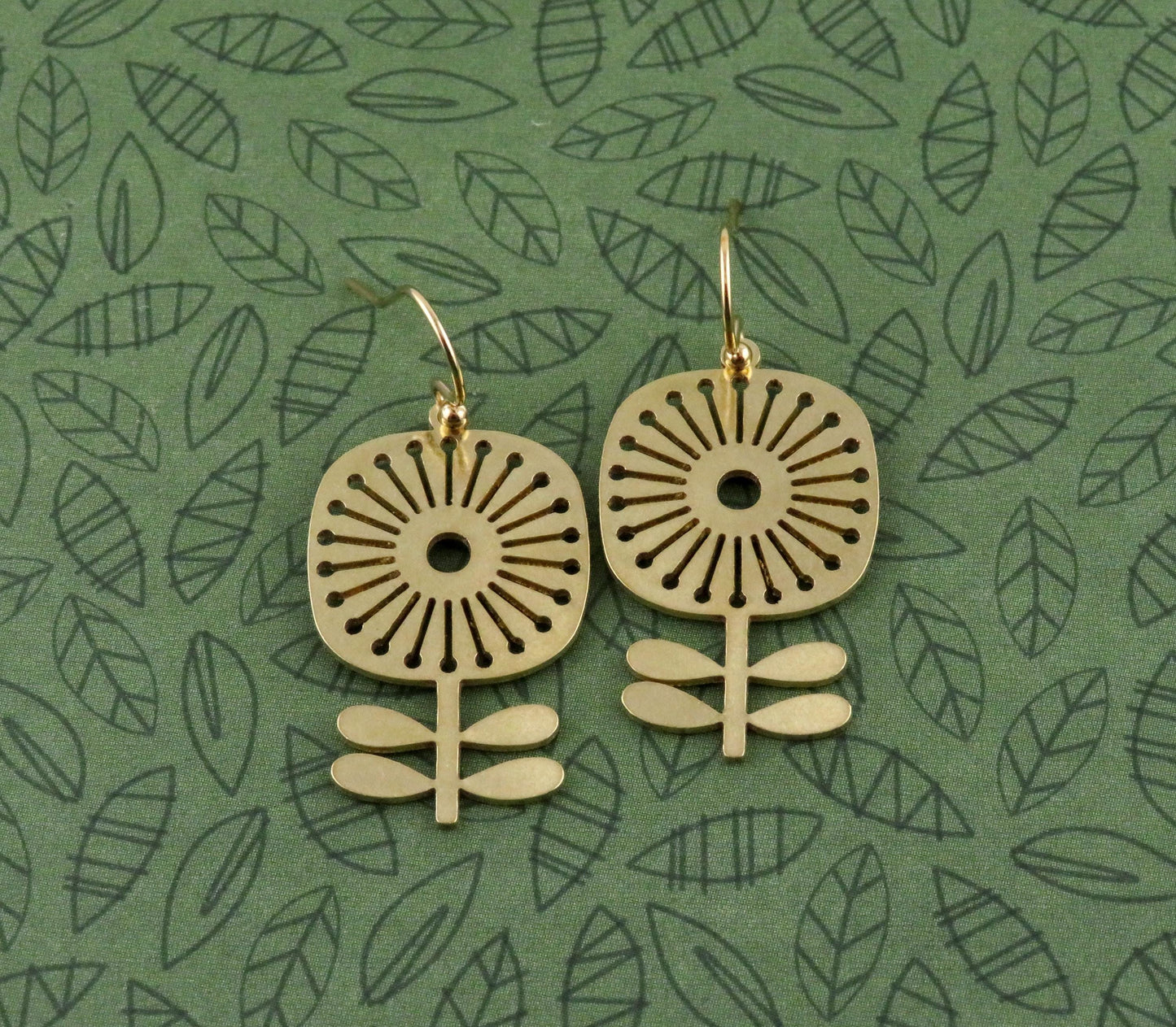 Gold Flower Earrings | Lightweight Flower Earrings | Brass Flower Earrings | Floral Earrings | Laser Cut Flower Earrings | Cut Out Flowers