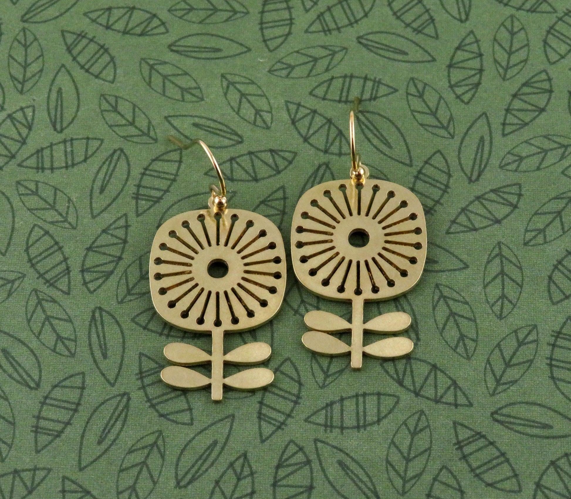 Gold Flower Earrings | Lightweight Flower Earrings | Brass Flower Earrings | Floral Earrings | Laser Cut Flower Earrings | Cut Out Flowers