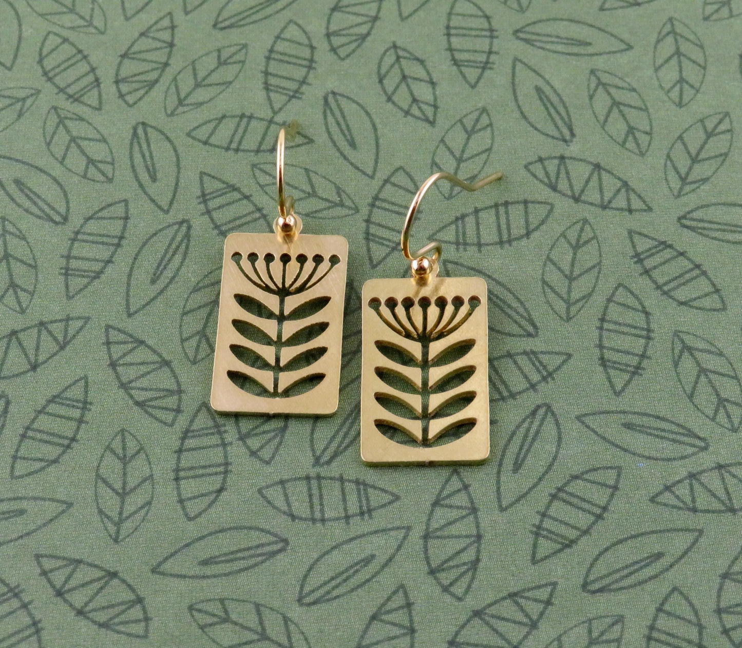 Gold Flower Earrings | Lightweight Flower Earrings | Brass Flower Earrings | Floral Stem Earrings | Laser Cut Flowers | Cut Out Flowers