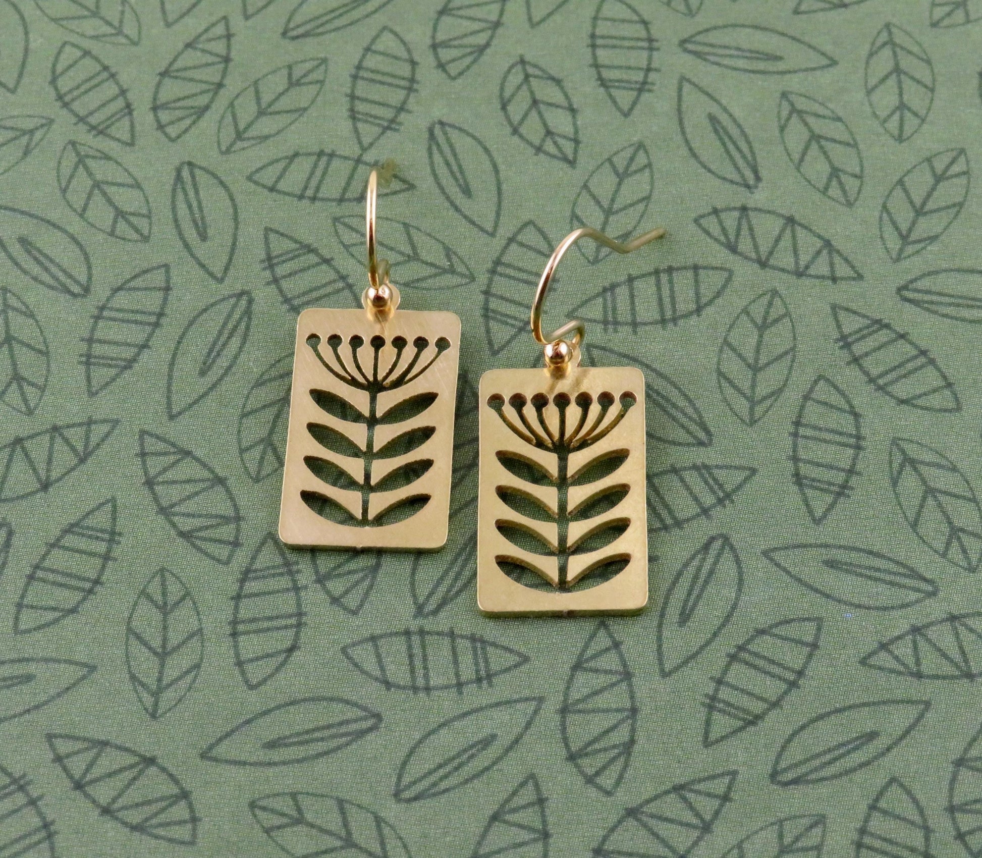 Gold Flower Earrings | Lightweight Flower Earrings | Brass Flower Earrings | Floral Stem Earrings | Laser Cut Flowers | Cut Out Flowers