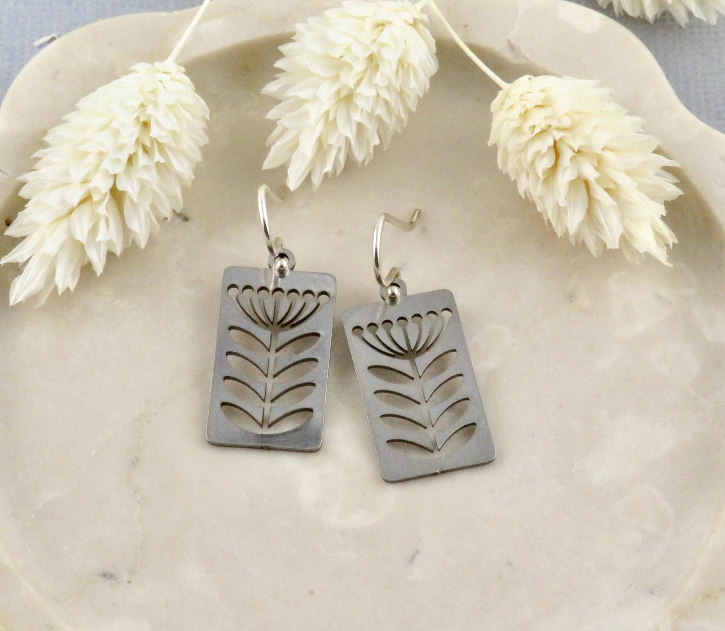 Silver Flower Earrings | Lightweight Flower Earrings | Silver Floral Earrings | Laser Cut Flower Earrings | Cut Out Flower | Spring Earrings