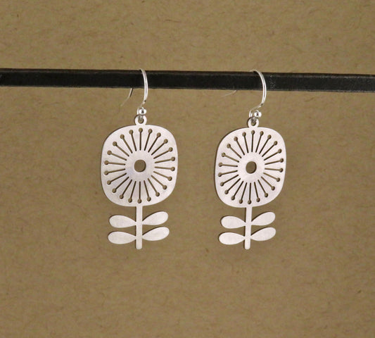 Silver Flower Earrings | Lightweight Flower Earrings | Silver Floral Earrings | Laser Cut Flower Earrings | Cut Out Flower | Spring Earrings