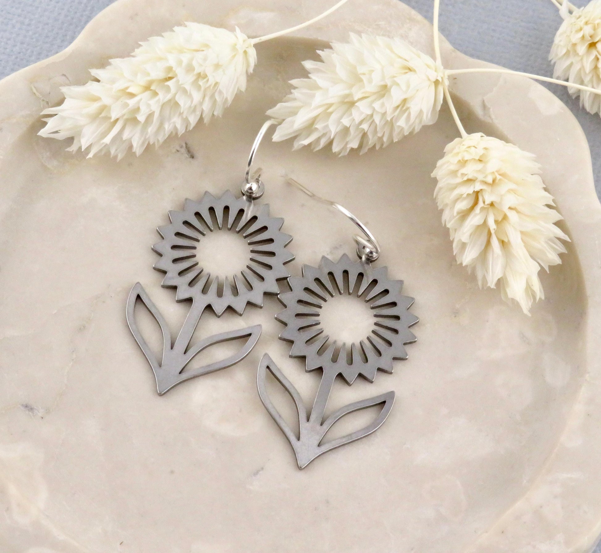 Silver Flower Earrings | Lightweight Flower Earrings | Silver Floral Earrings | Laser Cut Flower Earrings | Cut Out Flower | Spring Earrings