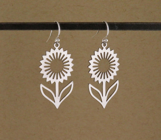 Silver Flower Earrings | Lightweight Flower Earrings | Silver Floral Earrings | Laser Cut Flower Earrings | Cut Out Flower | Spring Earrings