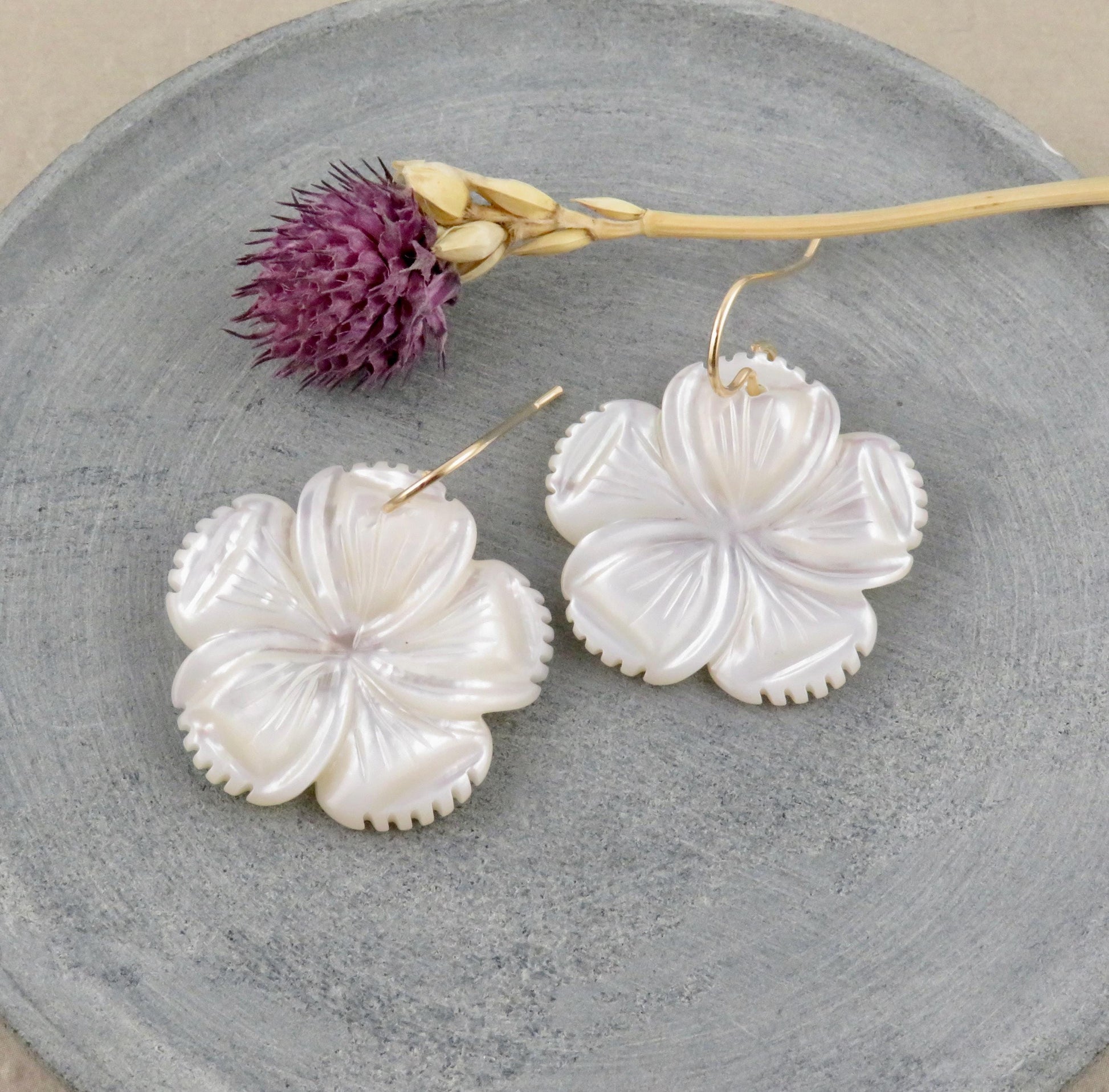Mother of Pearl Earrings | Pearl Flower Earrings | Pearl Nature Earrings | Mother of Pearl Flower Earrings | Carved Mother Pearl Earrings