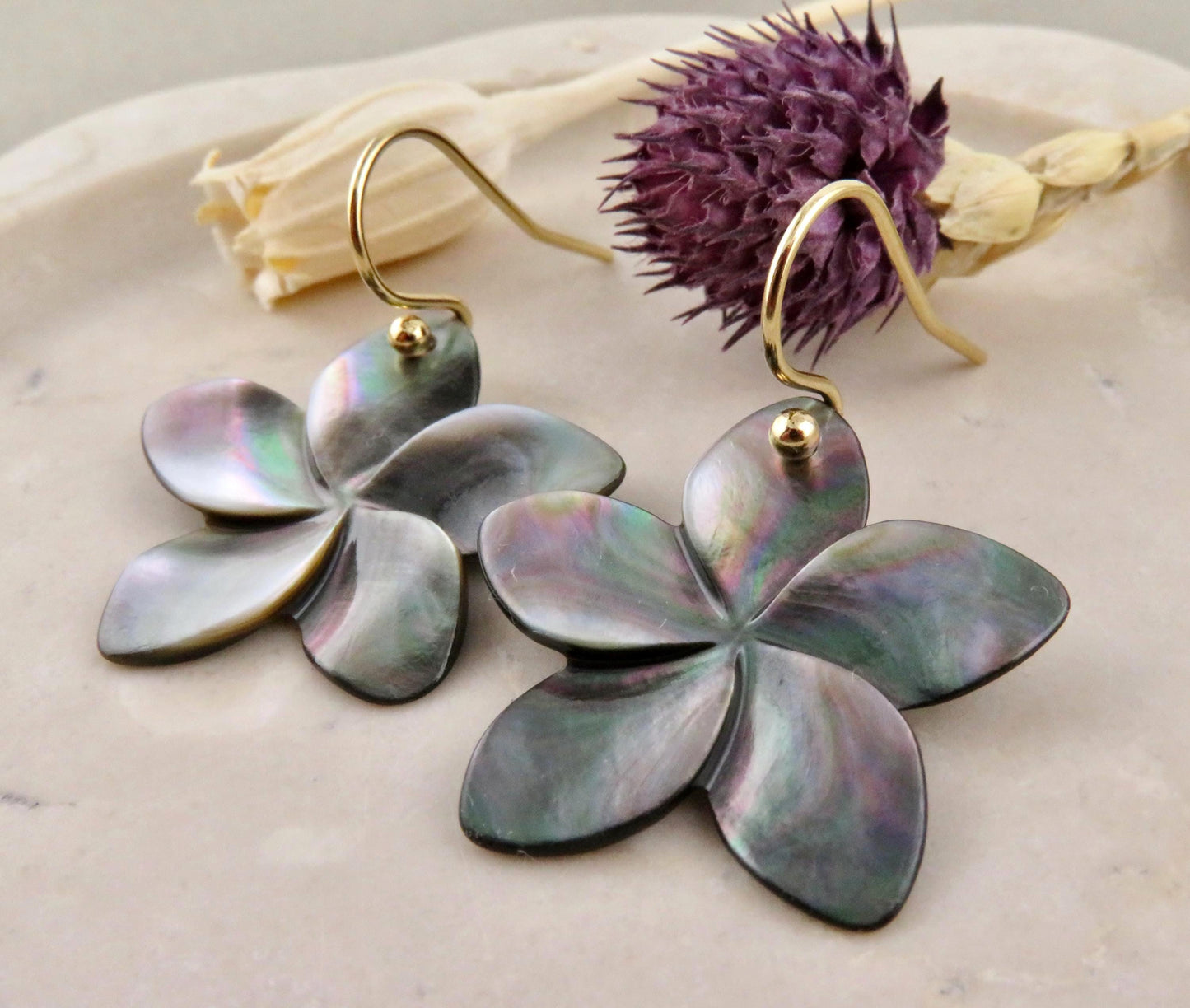 Abalone Earrings | Pearl Flower Earrings | Pearl Nature Earrings | Abalone Pearl Plumeria Earrings | Carved Mother Pearl Earrings | Flowers