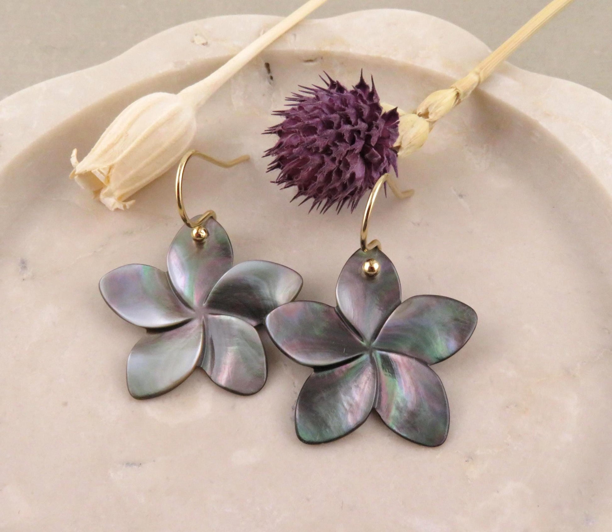 Abalone Earrings | Pearl Flower Earrings | Pearl Nature Earrings | Abalone Pearl Plumeria Earrings | Carved Mother Pearl Earrings | Flowers