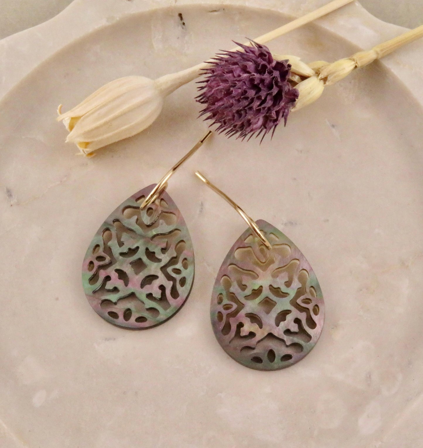 Abalone Earrings | Pearl Mandala Earrings | Pearl Geometric Earrings | Abalone Pearl Drop Earrings | Carved Pearl Earrings | Abalone Cut Out