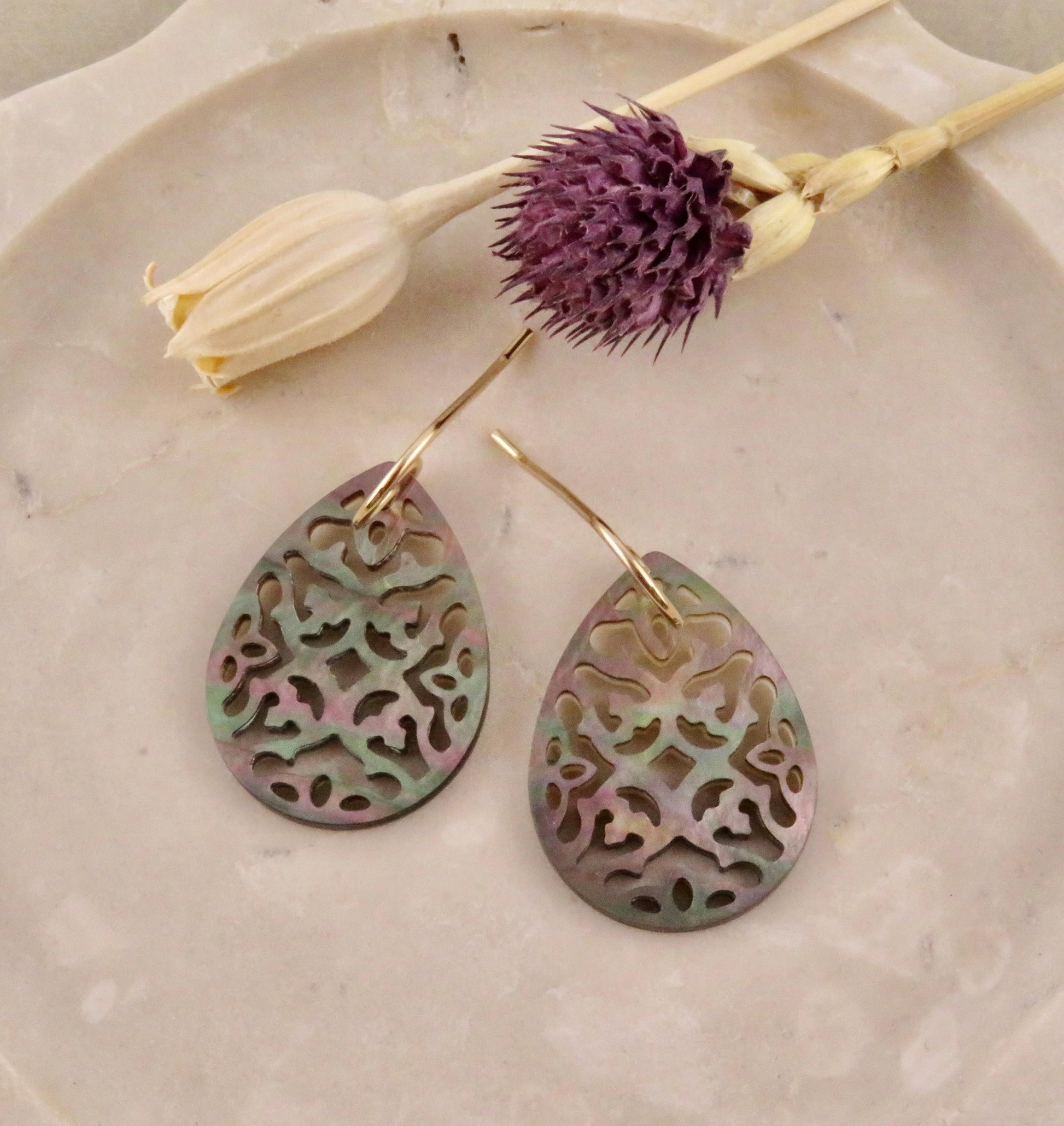 Abalone Earrings | Pearl Mandala Earrings | Pearl Geometric Earrings | Abalone Pearl Drop Earrings | Carved Pearl Earrings | Abalone Cut Out