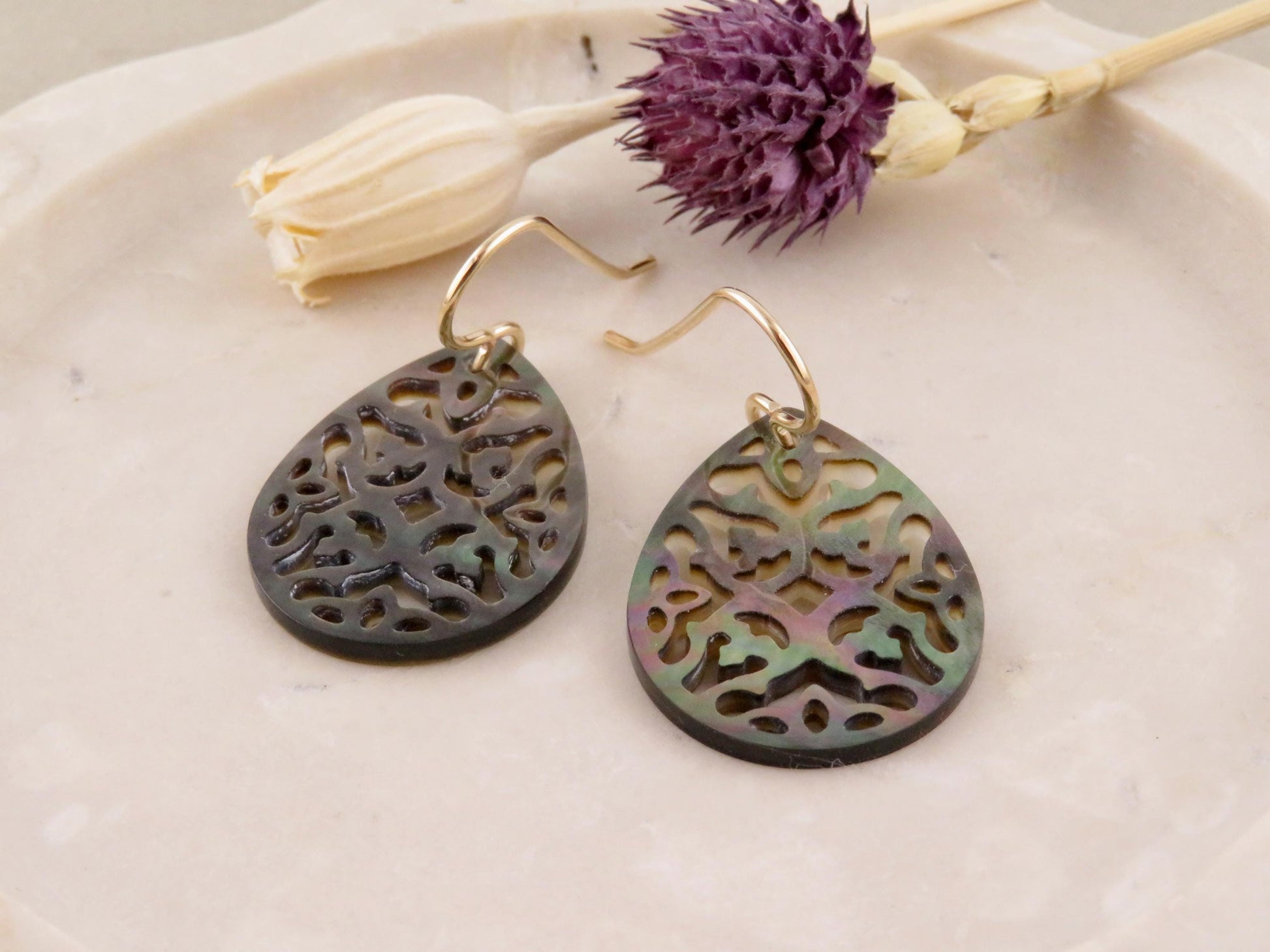 Abalone Earrings | Pearl Mandala Earrings | Pearl Geometric Earrings | Abalone Pearl Drop Earrings | Carved Pearl Earrings | Abalone Cut Out