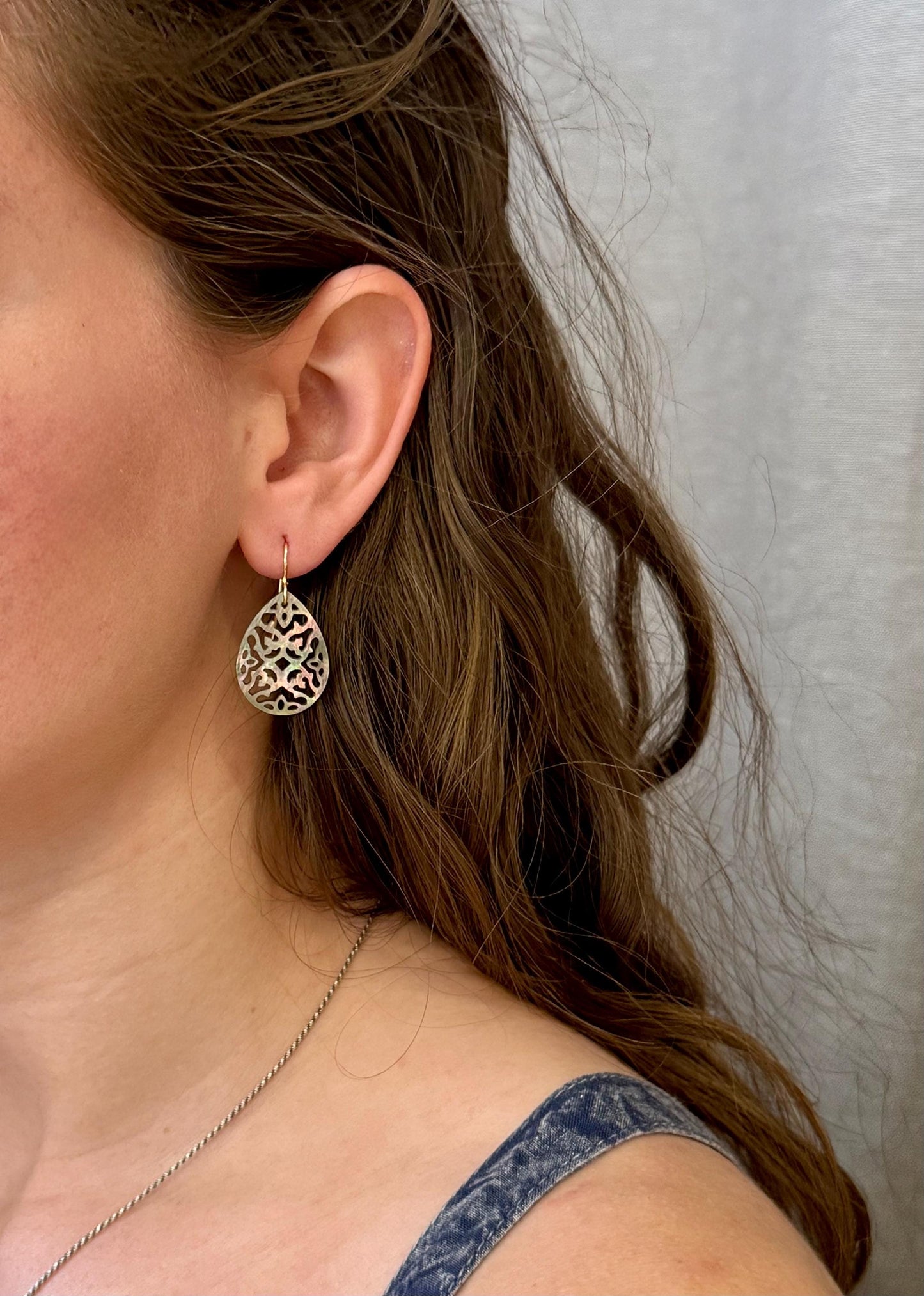 Abalone Earrings | Pearl Mandala Earrings | Pearl Geometric Earrings | Abalone Pearl Drop Earrings | Carved Pearl Earrings | Abalone Cut Out