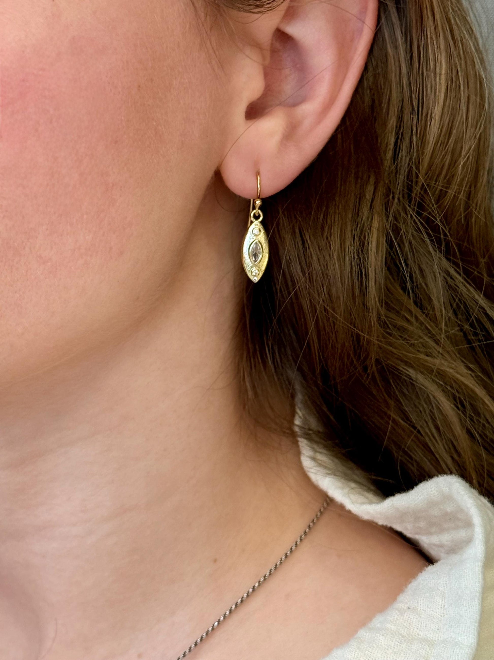 Gold Sparkly Earrings | CZ Gold Earrings | Gold Geometric Earrings | Sparkly Marquise Earrings | Fancy Gold Shapes Earrings | Gold Geo CZ