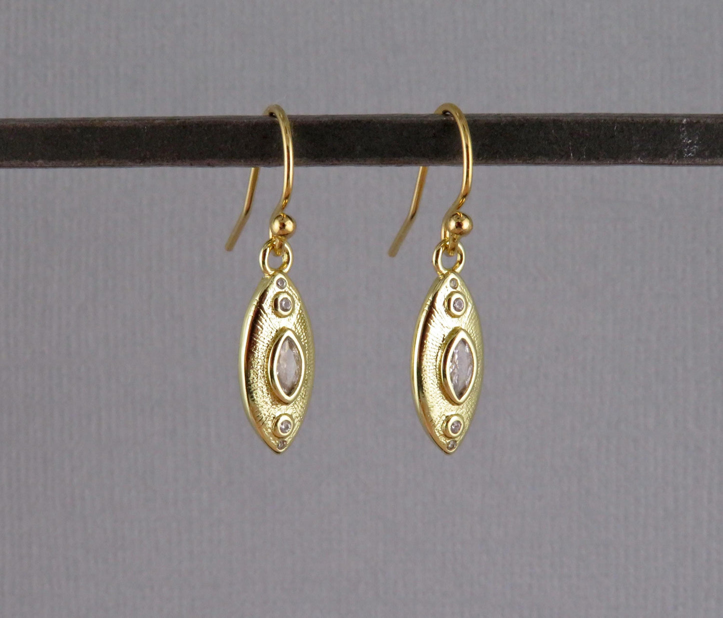 Gold Sparkly Earrings | CZ Gold Earrings | Gold Geometric Earrings | Sparkly Marquise Earrings | Fancy Gold Shapes Earrings | Gold Geo CZ