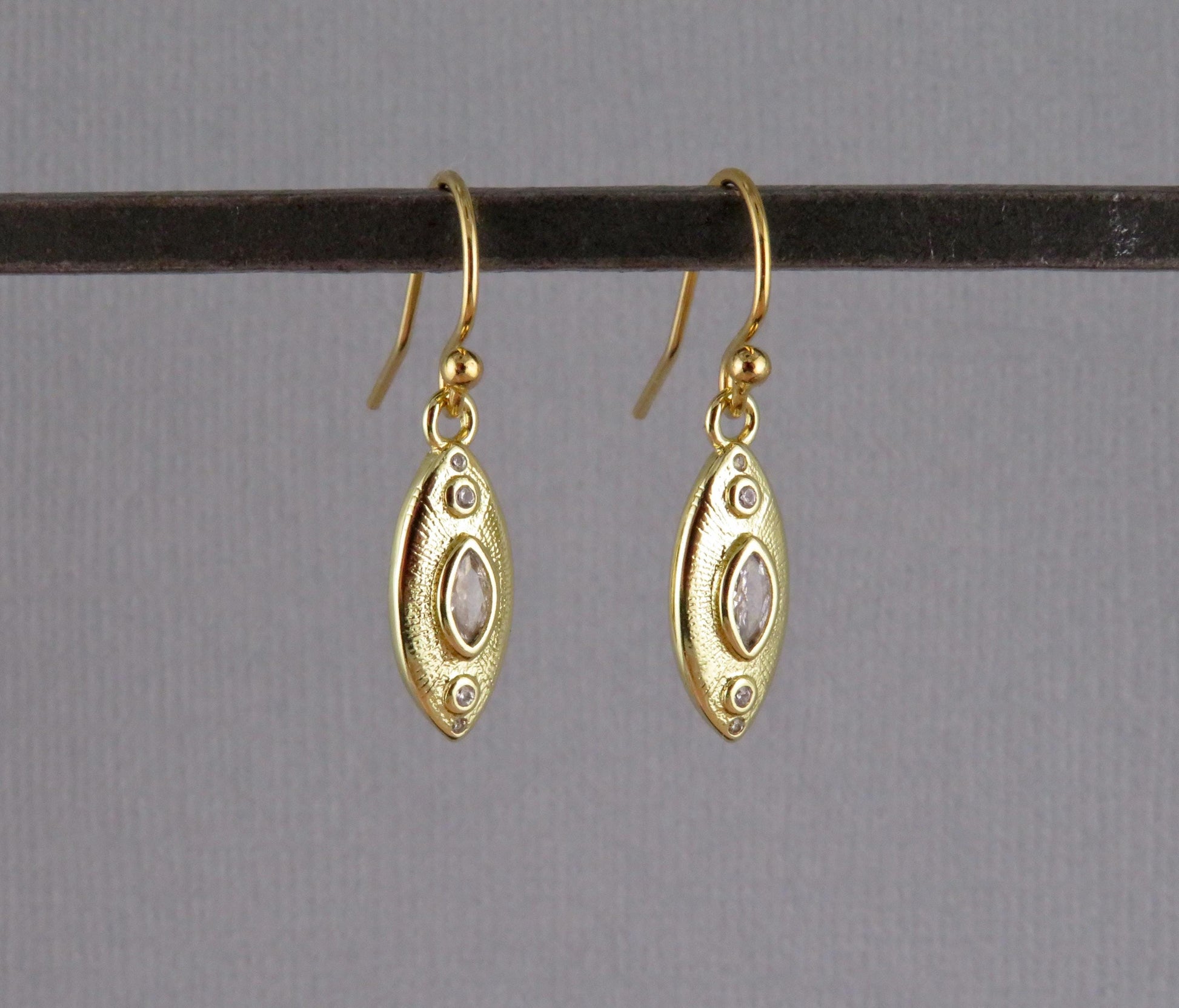 Gold Sparkly Earrings | CZ Gold Earrings | Gold Geometric Earrings | Sparkly Marquise Earrings | Fancy Gold Shapes Earrings | Gold Geo CZ