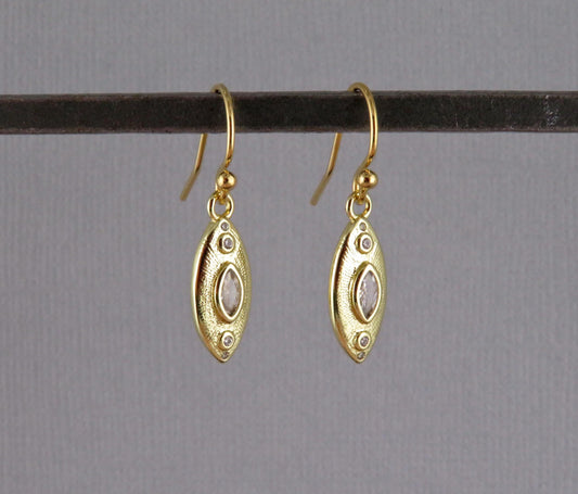 Gold Sparkly Earrings | CZ Gold Earrings | Gold Geometric Earrings | Sparkly Marquise Earrings | Fancy Gold Shapes Earrings | Gold Geo CZ