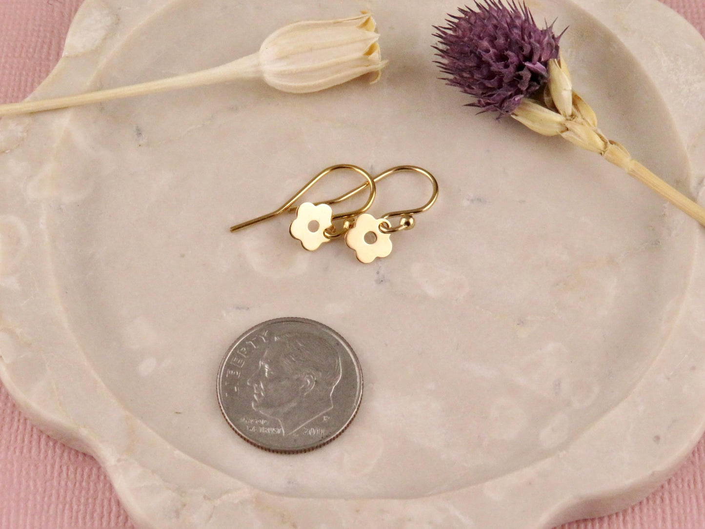 Tiny Gold Flower Earrings | Gold Delicate Earrings | Lightweight Flower Earrings | Gold Filled Flower Earrings | Small Gold Flower Earrings
