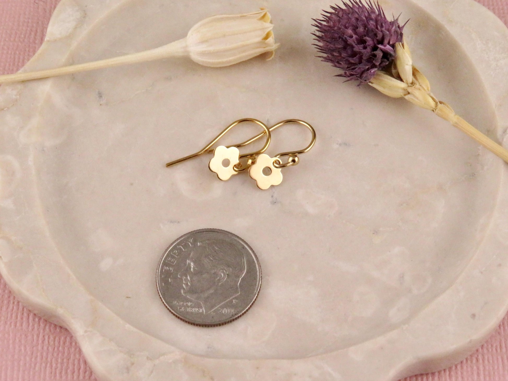 Tiny Gold Flower Earrings | Gold Delicate Earrings | Lightweight Flower Earrings | Gold Filled Flower Earrings | Small Gold Flower Earrings