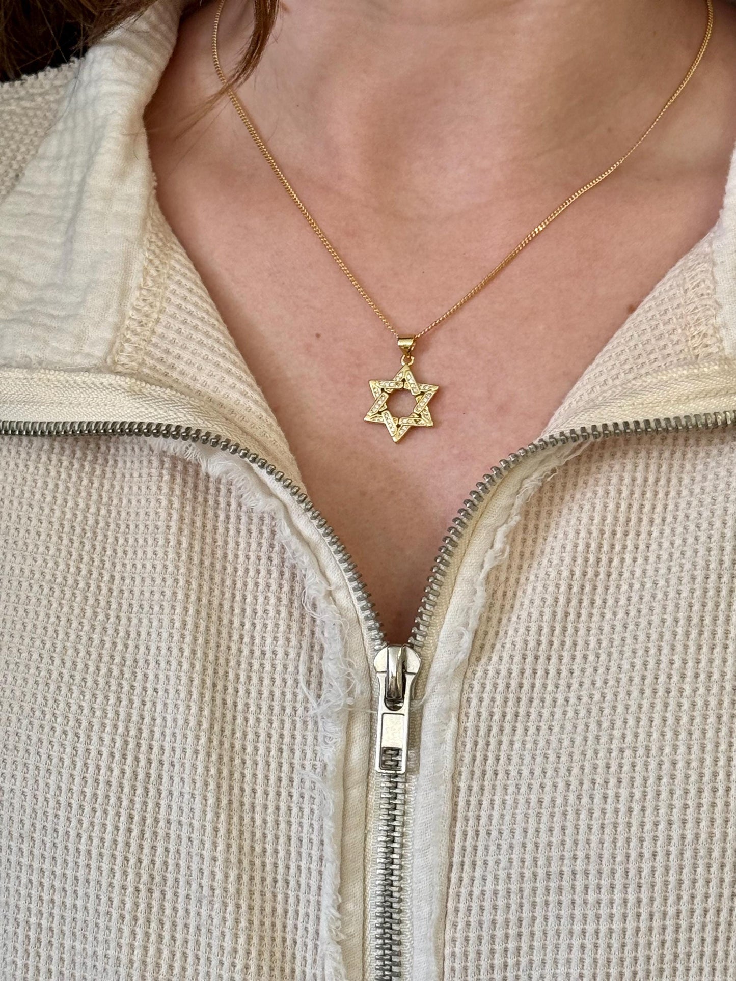 Gold Star of David Necklace | Gold Jewish Star Necklace | Judaic Necklace | Gold Filled Magen David | Gold CZ Star Necklace | Sparkly Star