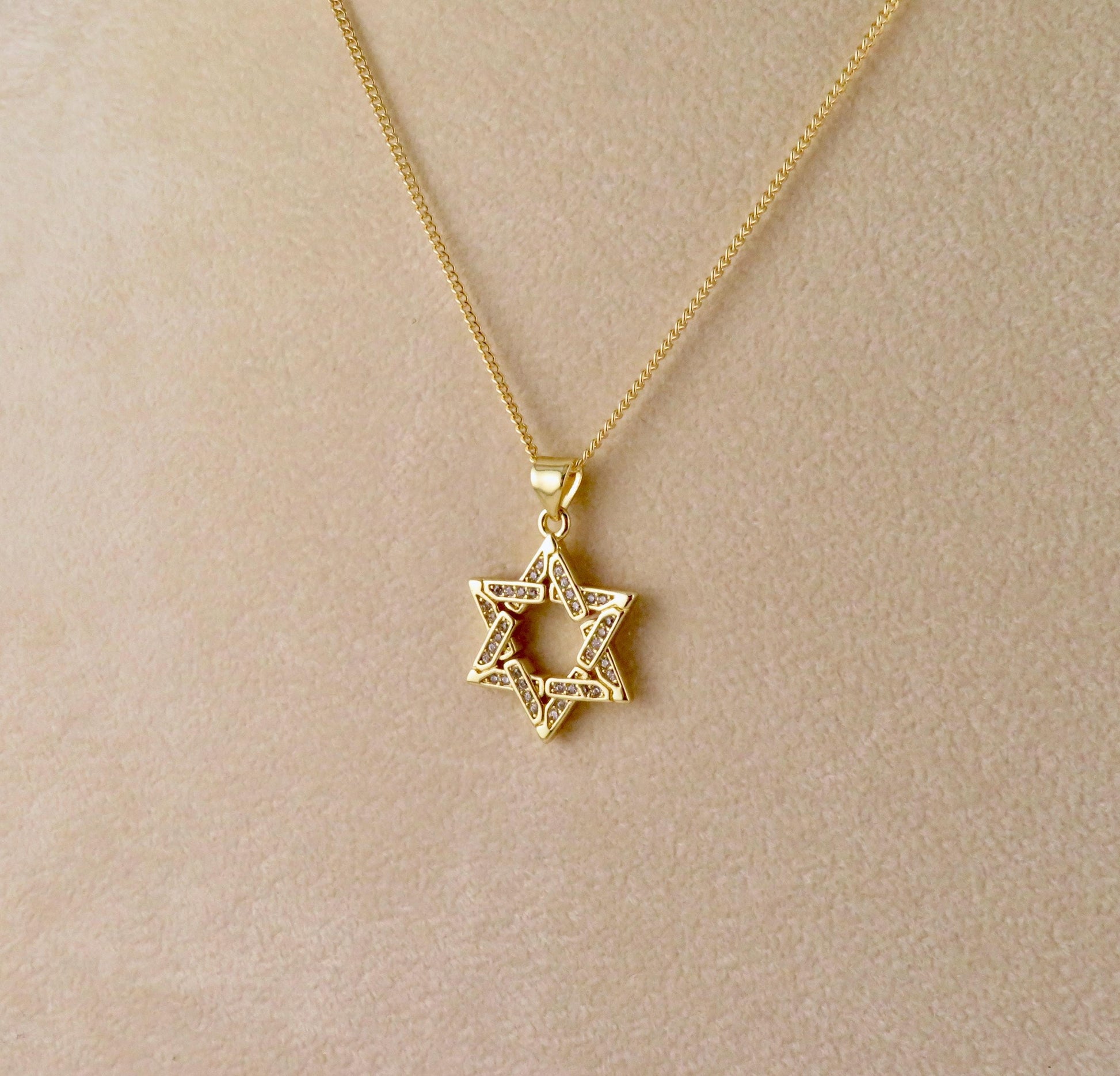 Gold Star of David Necklace | Gold Jewish Star Necklace | Judaic Necklace | Gold Filled Magen David | Gold CZ Star Necklace | Sparkly Star