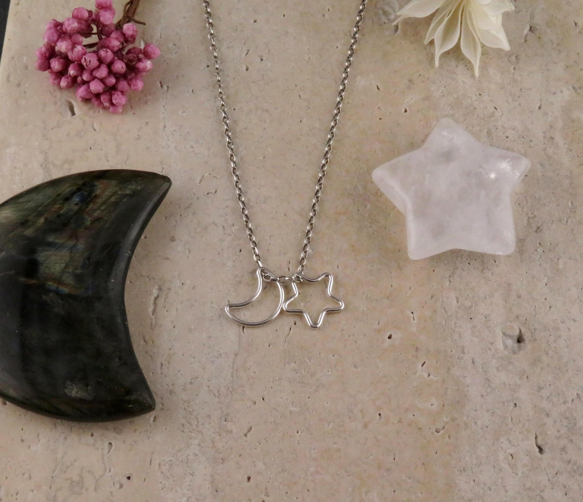 Celestial Necklace | Silver Star Moon Necklace | Moon Star Pendants | Sterling Moon and Stars Necklace