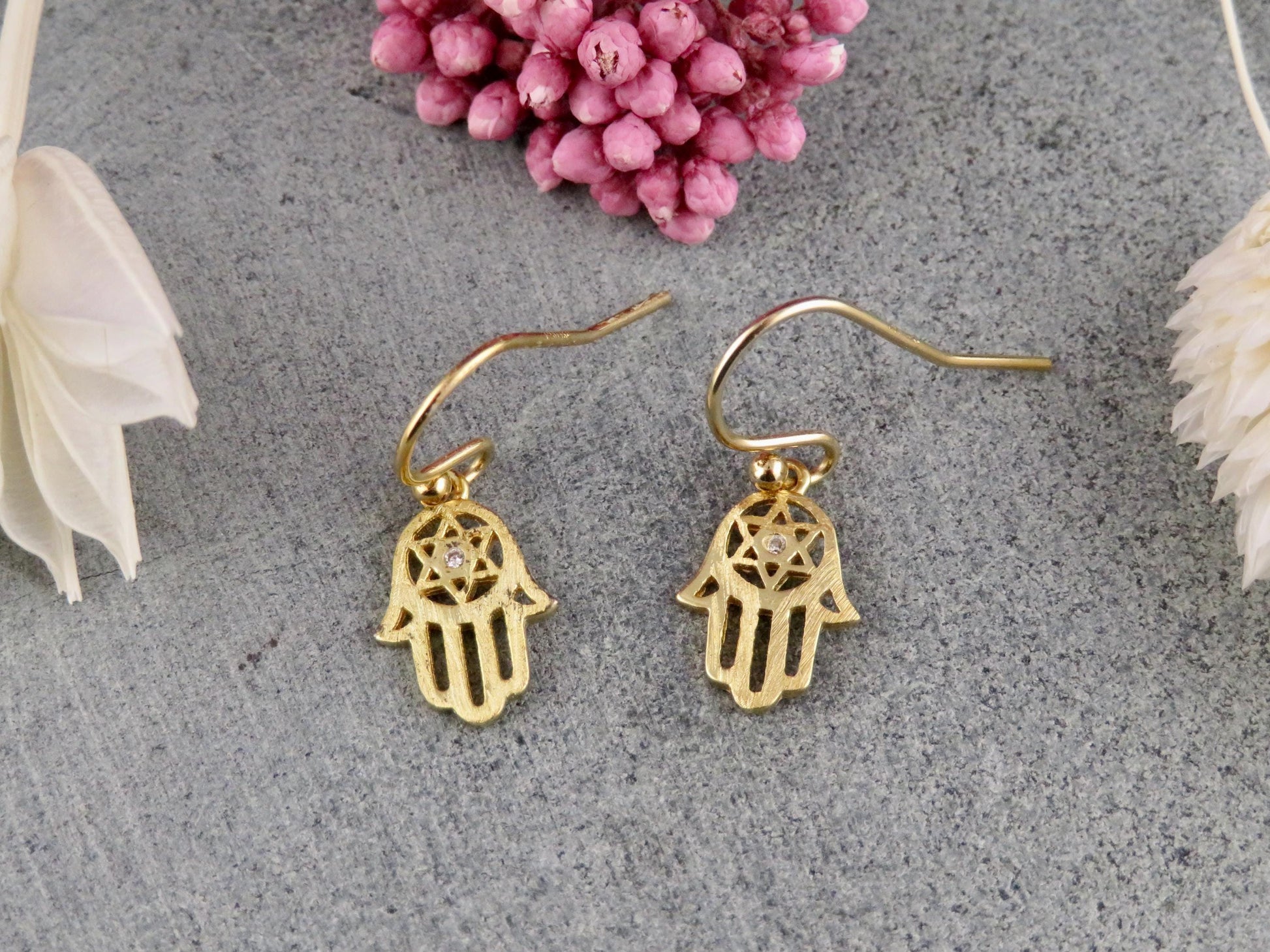 Gold Hamsa Earrings | Star David Hamsa Earrings | Gold Filled Hamsa Earrings | Hamsa Jewish Star Earrings