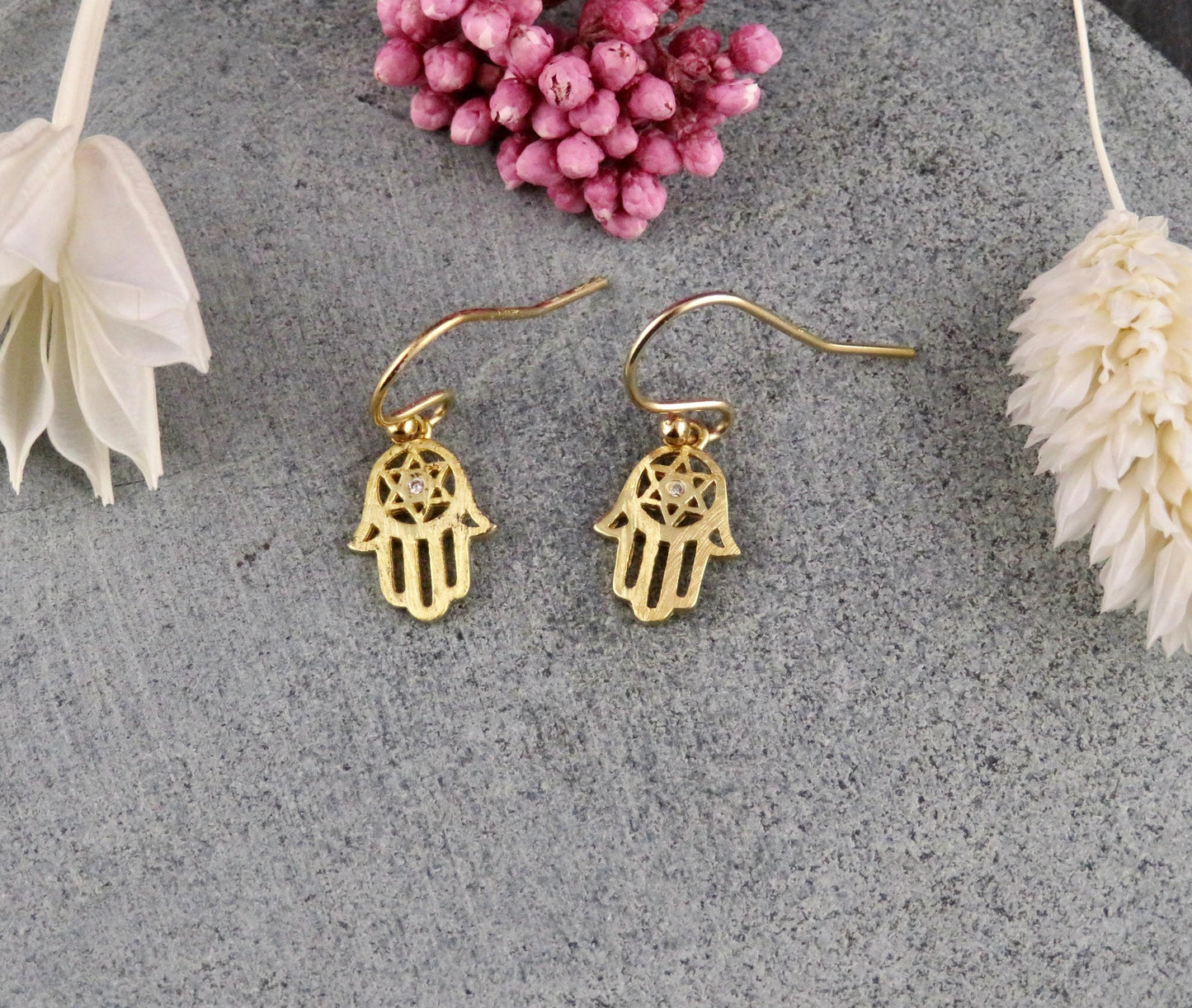 Gold Hamsa Earrings | Star David Hamsa Earrings | Gold Filled Hamsa Earrings | Hamsa Jewish Star Earrings